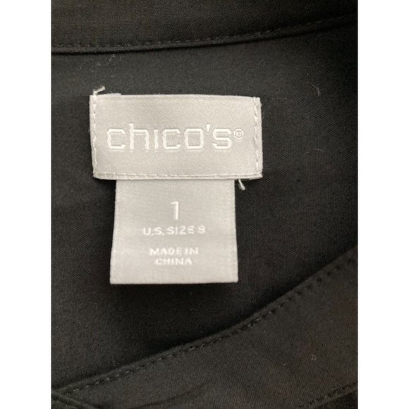 Chico's Black Crochet Lace Long Sleeve Button Front Blouse - Size 1 - Picture 4 of 4